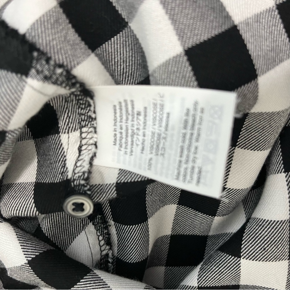 Madewell Black White Buffalo Check Wrap Long Sleeve Top - Picture 9 of 13